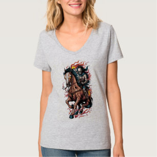 Eldig skelettryttare på en galopperande häst t shirt