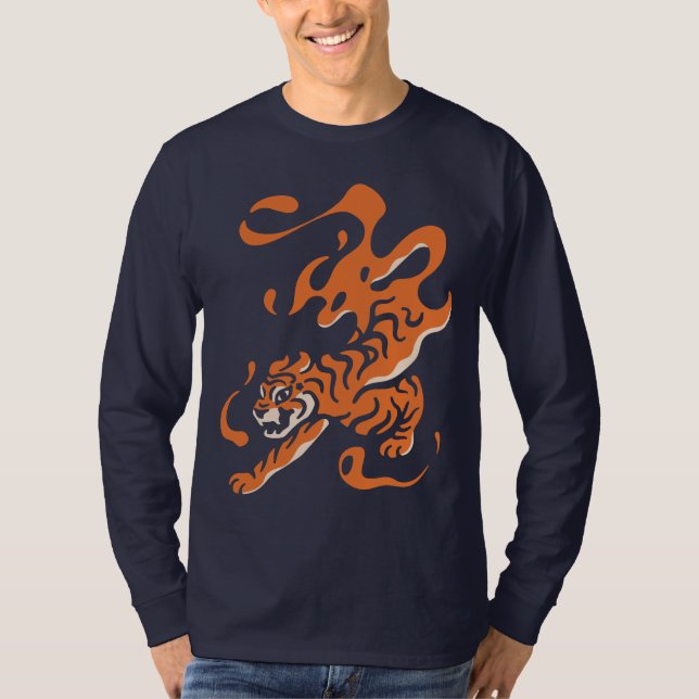 Eldig Tiger: Asiatisk djärv design T Shirt (Framsida)
