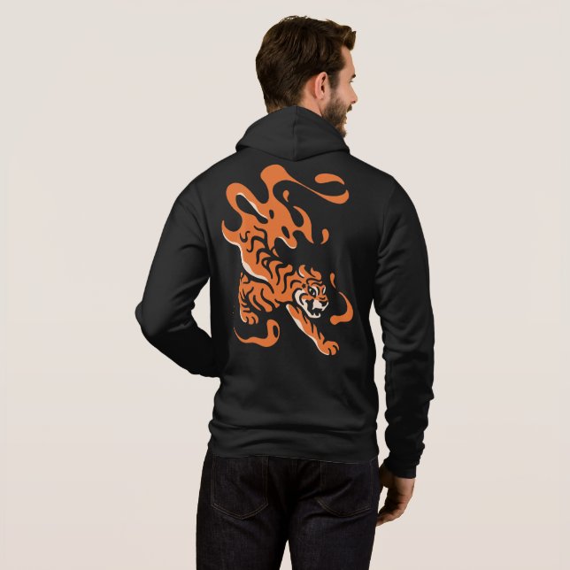 Eldig Tiger: Asiatisk djärv design T Shirt (Hel baksida)