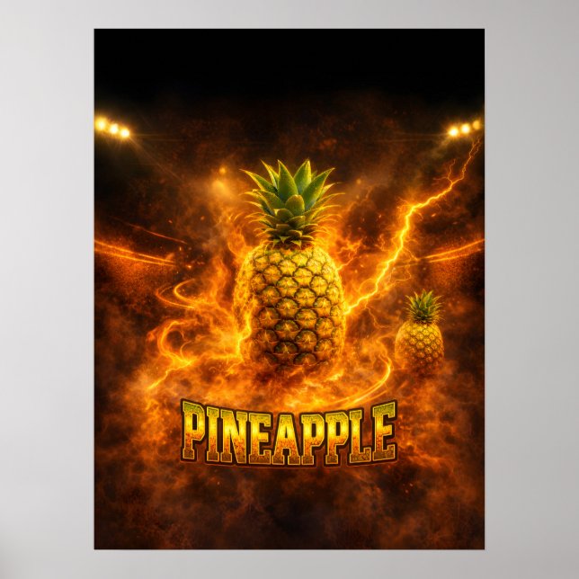 Eldig Tropisk Ananas Konst Poster (Framsidan)