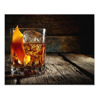 Eldig Whiskeyglas Rustik Mörk Stämning Fototryck