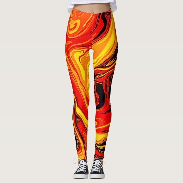 Eldiga Abstrakt Virvlar av Känslor Leggings (Framsida)