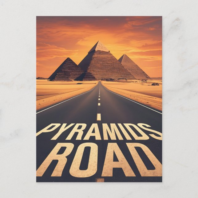 Eldiga pyramider väg Egypten öken konst Vykort (Framsida)