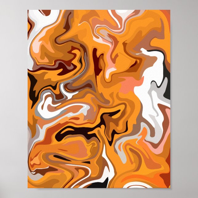 Eldigt Orange Abstrakt Virvel Poster (Framsidan)