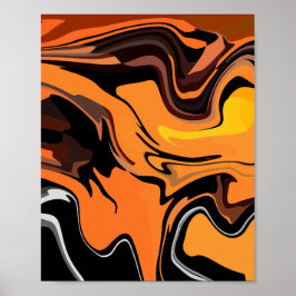 Eldigt orange abstrakt virvelmönster poster