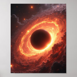 Eldigt svart hål rymdvirvel kosmisk händelse konst poster