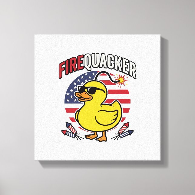 Eldkacker Patriotisk Anka Eldshow Vektor Design Canvastryck (Framsida)