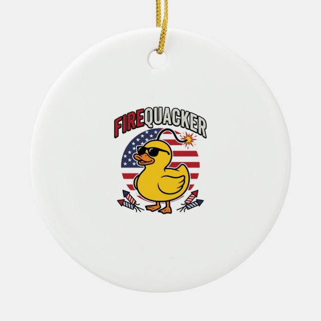 Eldkacker Patriotisk Anka Eldshow Vektor Design Julgransprydnad Keramik (Framsidan)
