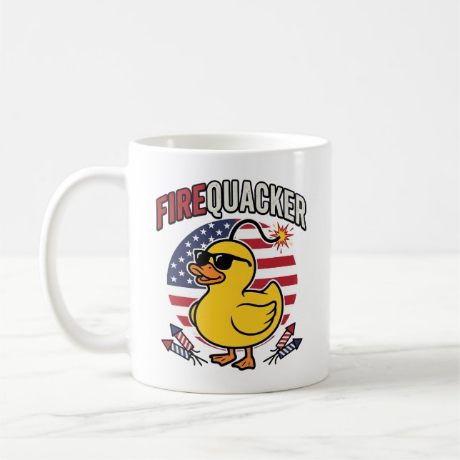 Eldkacker Patriotisk Anka Eldshow Vektor Design Kaffemugg (Vänster)