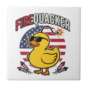 Eldkacker Patriotisk Anka Eldshow Vektor Design Kakelplatta