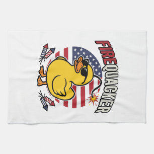 Eldkacker Patriotisk Anka Eldshow Vektor Design Kökshandduk