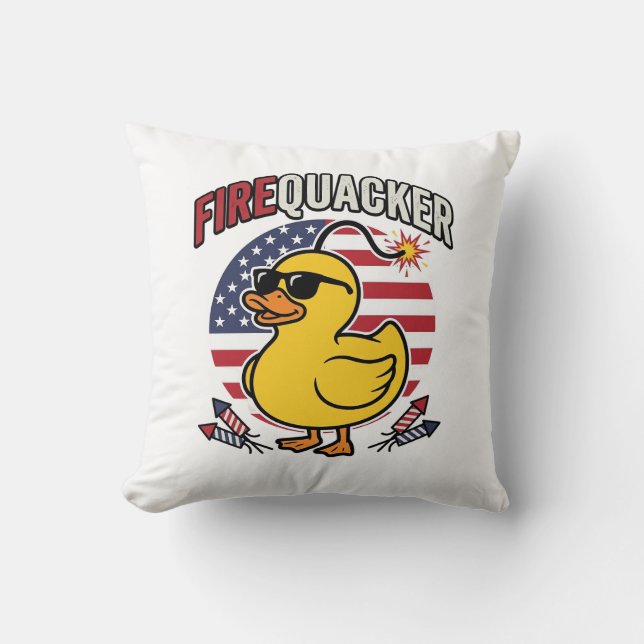 Eldkacker Patriotisk Anka Eldshow Vektor Design Kudde (Framsida)