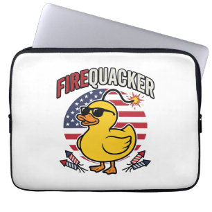 Eldkacker Patriotisk Anka Eldshow Vektor Design Laptop Fodral