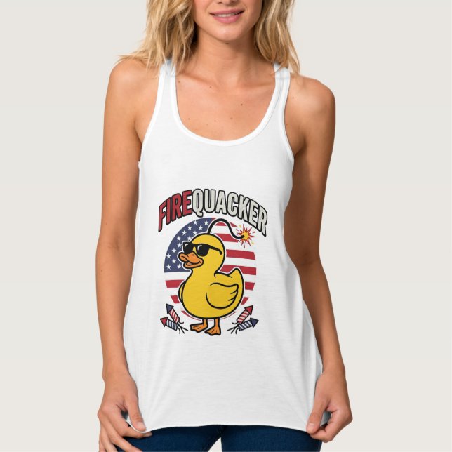 Eldkacker Patriotisk Anka Eldshow Vektor Design Linne Med Racerback (Framsida)