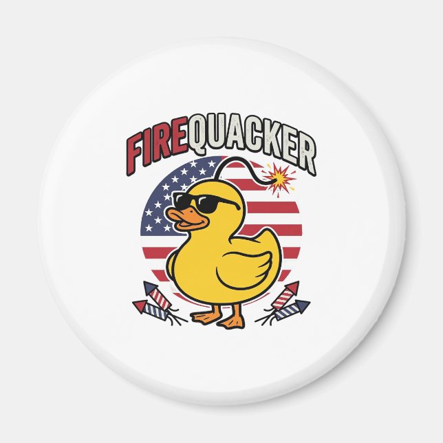 Eldkacker Patriotisk Anka Eldshow Vektor Design Magnet (Framsidan)