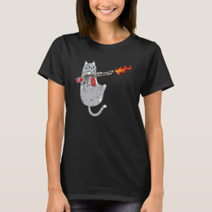 Eldkastande Katt Flamethrower Eldvapen Kitty T Shirt