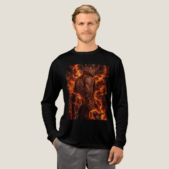 Eldmagiker Fantasy Krigare Grafisk T-Shirt (Hel framsida)