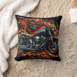Eldmotorcykel som blazar genom mörka gator kudde