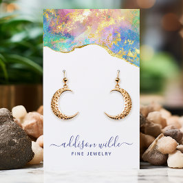 Eldopal regnbåge ädelsten örhänge visningskort visitkort