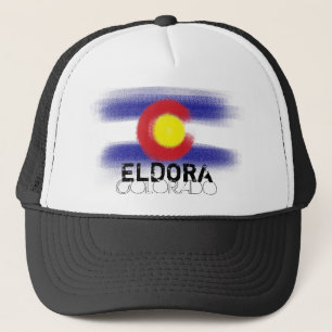 Eldora Colorado statlig flagga art hat Truckerkeps
