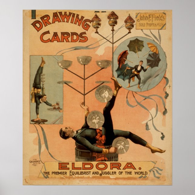 ELDORA Juggler Equilibrist Act VAUDEVILLE Poster (Framsidan)