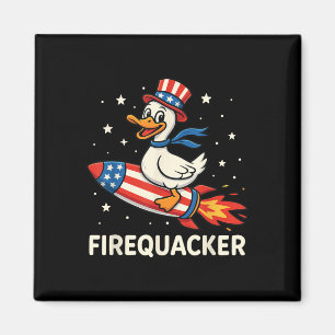 Eldquacker Anka På Eldquacker Rolig 4:e Juli Magnet