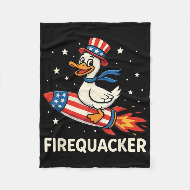 Eldquacker Anka På Smällkaramell Rolig 4:e Juli  Fleecefilt (Framsidan)