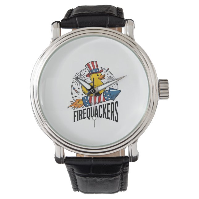 Eldquackers Patriotisk Anka Eldshow Skjorta Design Armbandsur (Framsida)