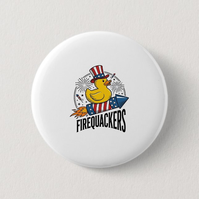 Eldquackers Patriotisk Anka Eldshow Skjorta Design Knapp (Framsida)