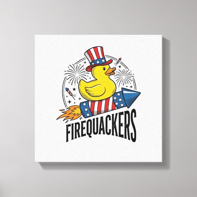 Eldquackers Patriotisk Anka Eldshow T-Shirt Design Canvastryck (Framsida)