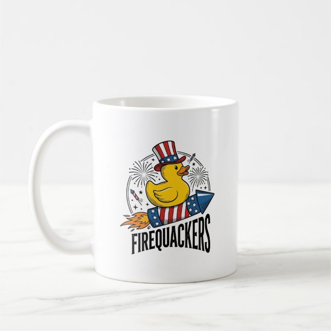 Eldquackers Patriotisk Anka Eldshow T-Shirt Design Kaffemugg (Vänster)