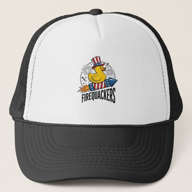 Eldquackers Patriotisk Anka Eldshow T-Shirt Design Keps (Framsida)