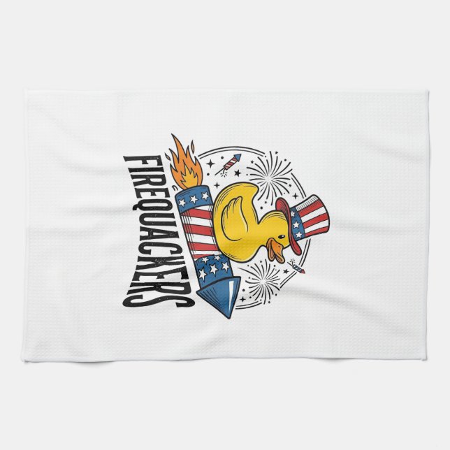 Eldquackers Patriotisk Anka Eldshow T-Shirt Design Kökshandduk (Horisontell)