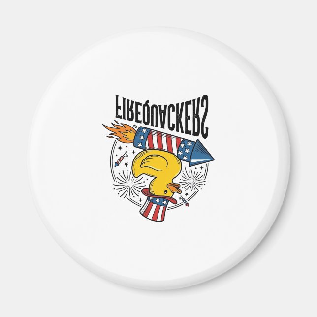 Eldquackers Patriotisk Anka Eldshow T-Shirt Design Magnet (Framsidan)