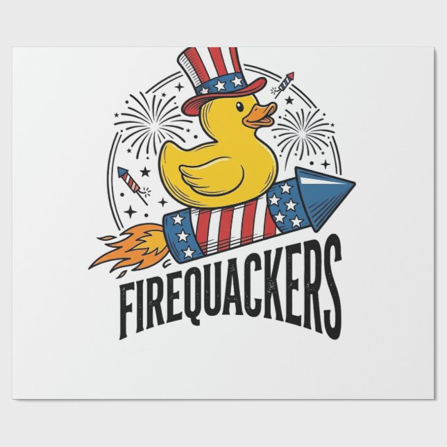 Eldquackers Patriotisk Anka Eldshow T-Shirt Design Presentpapper (Platt)