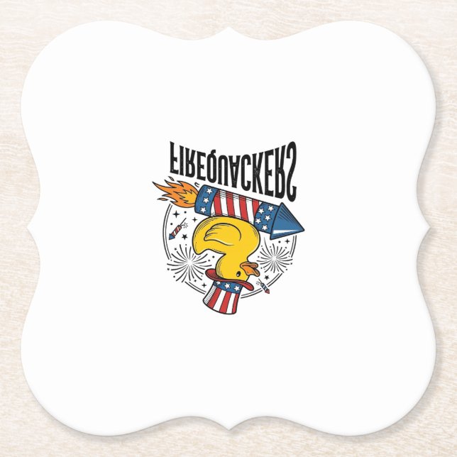 Eldquackers Patriotisk Anka Eldshow T-Shirt Design Underlägg Papper (Framsida)
