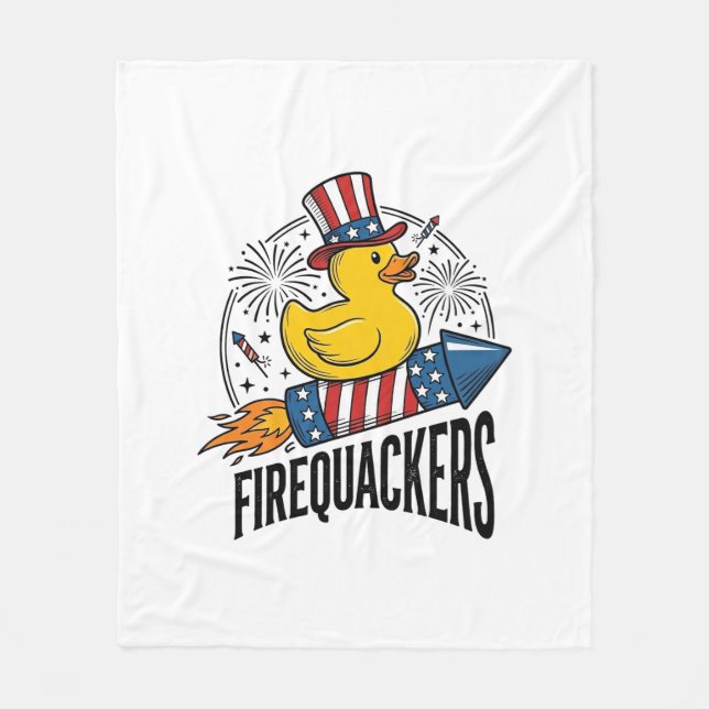 Eldquackers Patriotisk Anka Eldshow Tröja Design_ Fleecefilt (Framsidan)