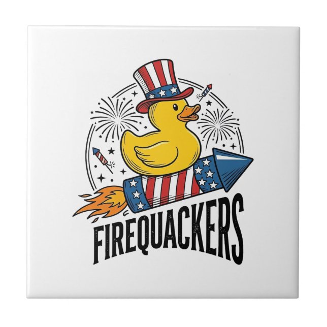 Eldquackers Patriotisk Anka Eldshow Tröja Design_ Kakelplatta (Framsidan)