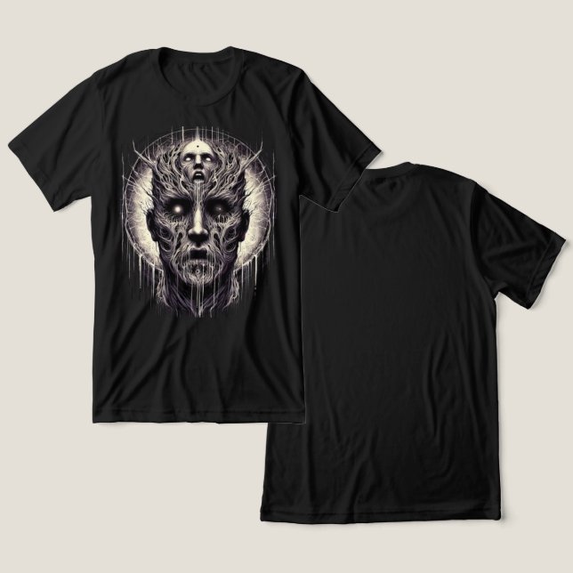 Eldritch Horror: Psychedelic Skull & Roots Art T Shirt (Design fram och bak)