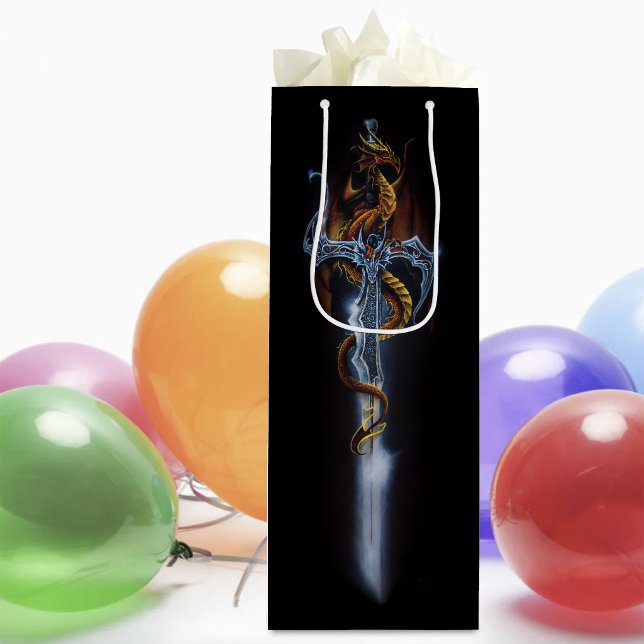 Eldröd Fantasidrake Silver Svärd Målning (Skapare uppladdad)
