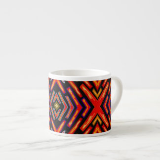Eldröd Flamma Orange Svart Mönster Espressomugg