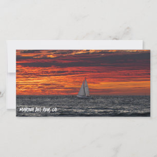 Eldröd solnedgång - Marina Del Rey, CA Tack Kort