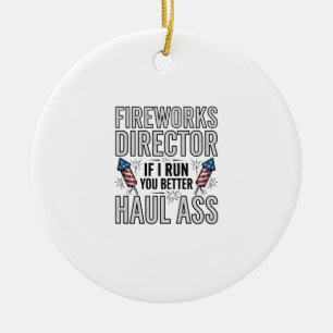 Eldshowregissör Roligt Patriotiskt Citat T-shirt_1 Julgransprydnad Keramik