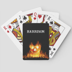 Eldskelett Eld Flammor Cirkel Monogram Casinokort