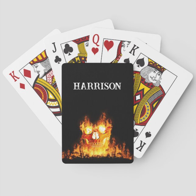 Eldskelett Eld Flammor Cirkel Monogram Casinokort (Baksidan)