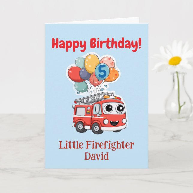 Eldsläckare Grattis, Anpassad 5-årsdag Kort (Liten växt)