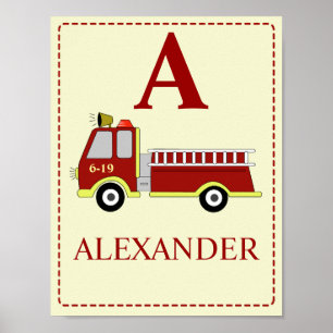 Eldsläckningsbil Baby pojkrum nursery Art Print Poster