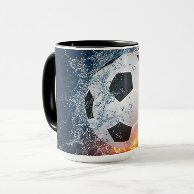 Eldslående Fotboll/ Fotbollboll Kastkudde Mugg (Framsida vänster)