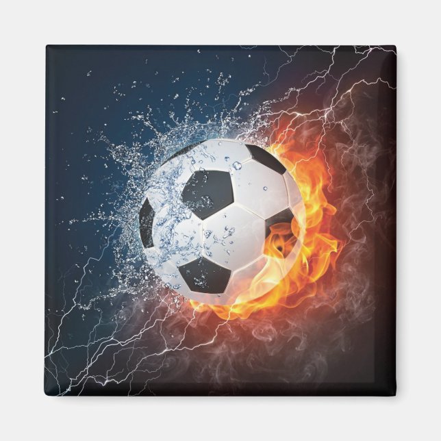 Eldslående Fotboll/ Fotbollstakvällskudde Magnet (Framsidan)
