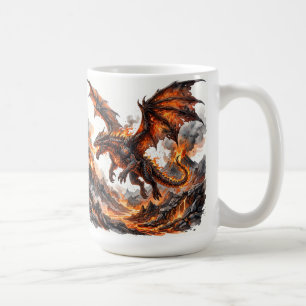 Eldslagsmugg Kaffe mugg med flammande drakaccent